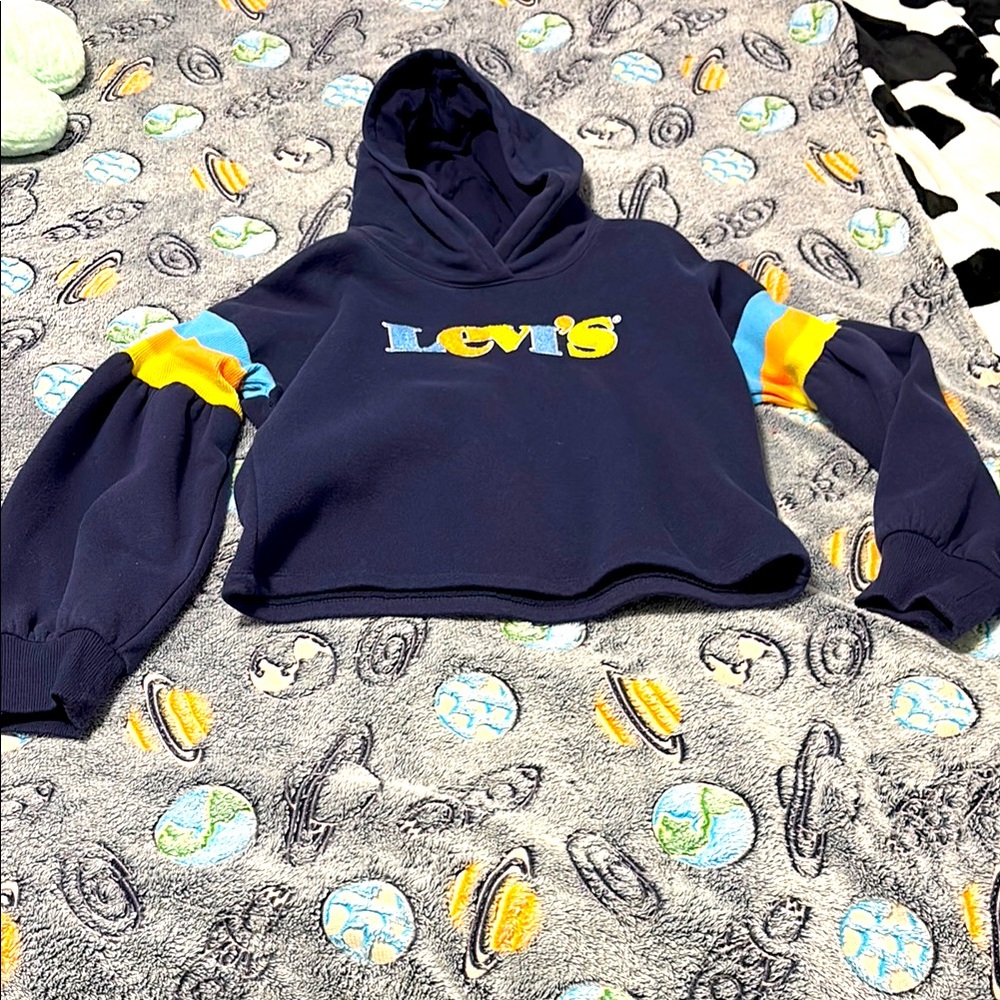 Levi's Navy Blue Cropped Hoodie girls Size Medium